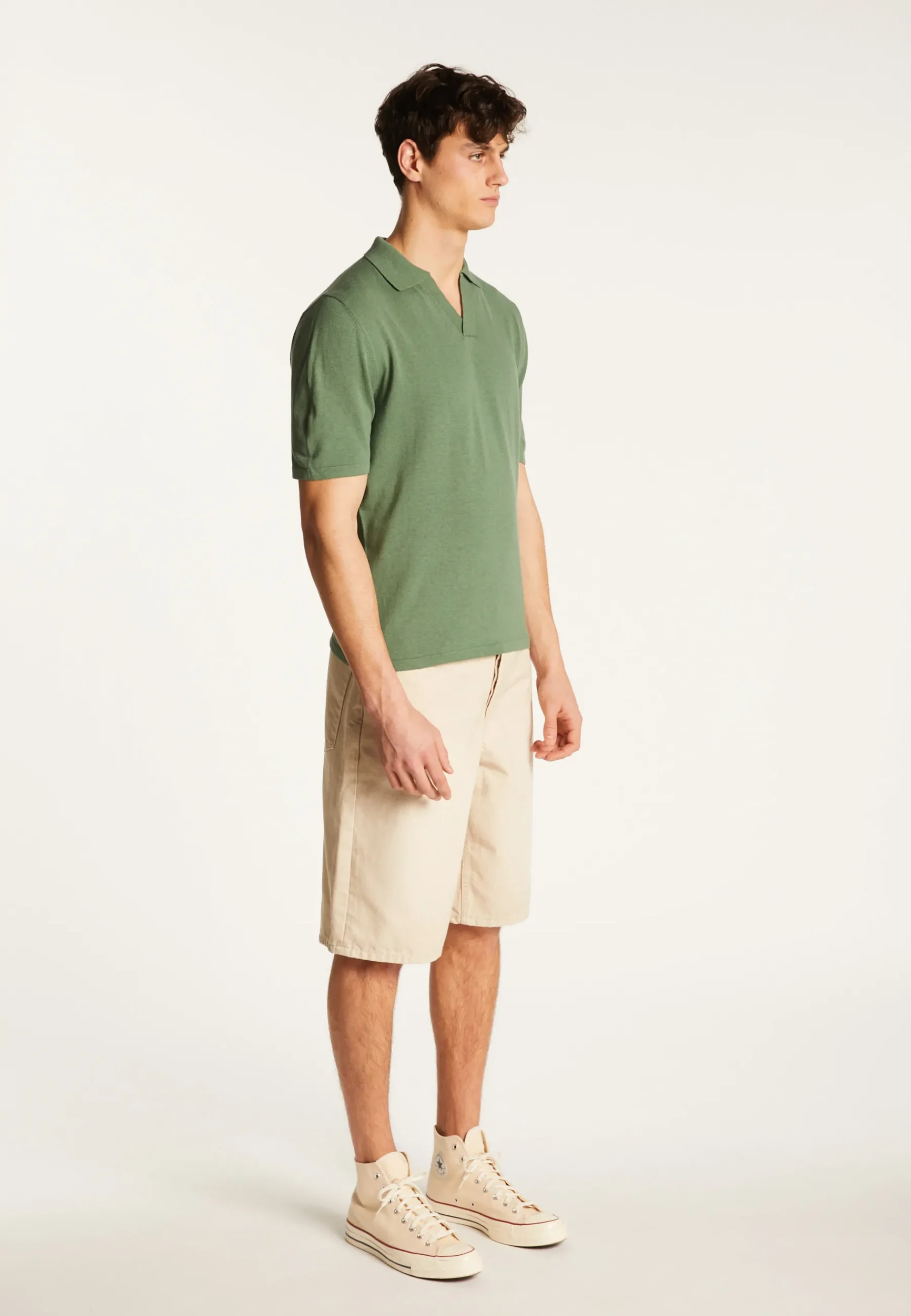 Montagut Polos Et T-Shirts-Polo en coton et en lin - Iouri 83-Kaki