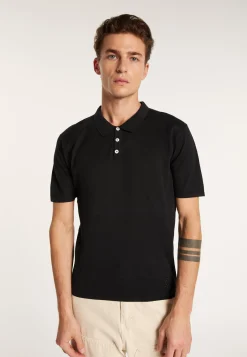 Montagut Polos Et T-Shirts-Polo en coton et soie - Lenny 01-Noir