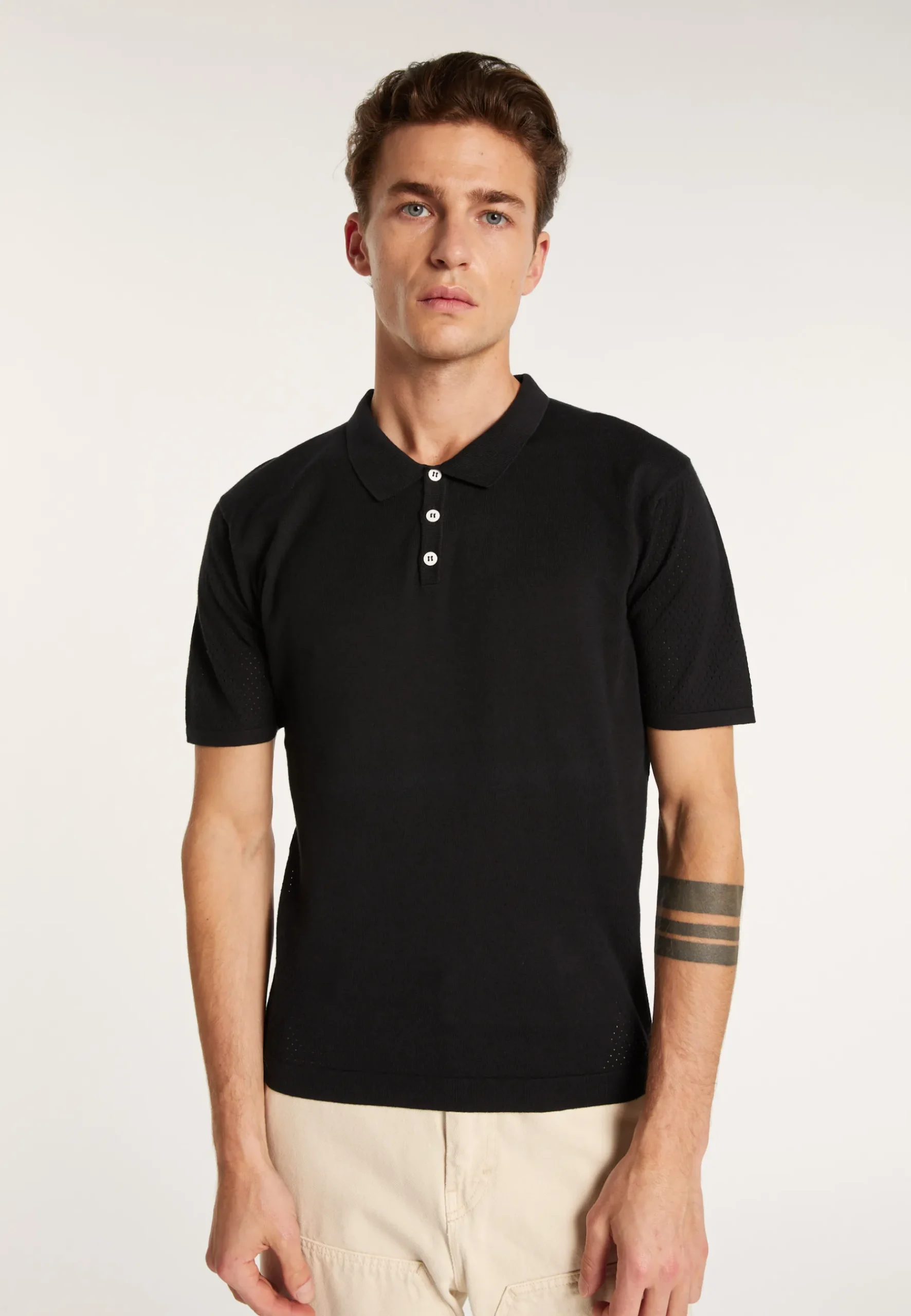 Montagut Polos Et T-Shirts-Polo en coton et soie - Lenny 01-Noir