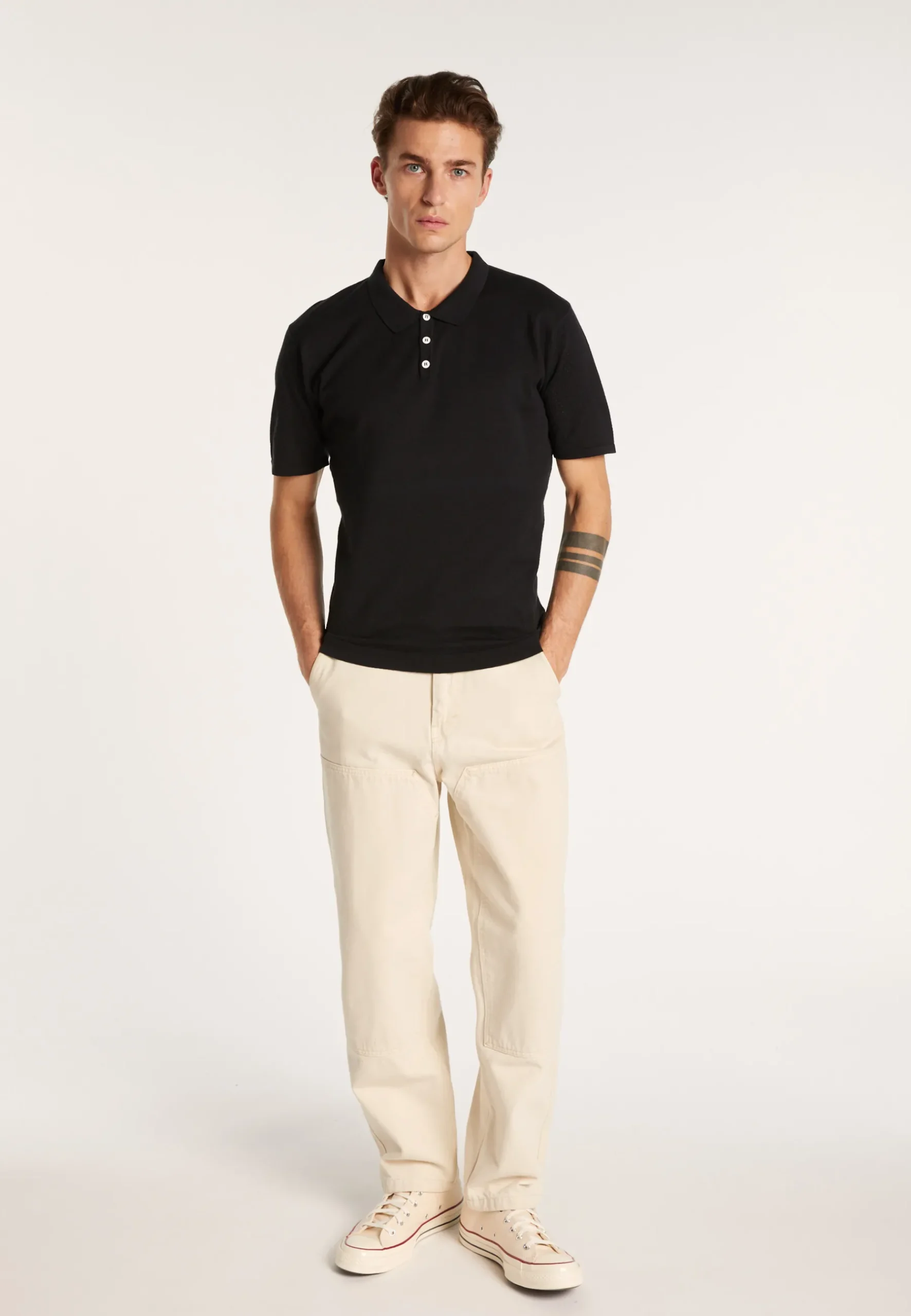 Montagut Polos Et T-Shirts-Polo en coton et soie - Lenny 01-Noir