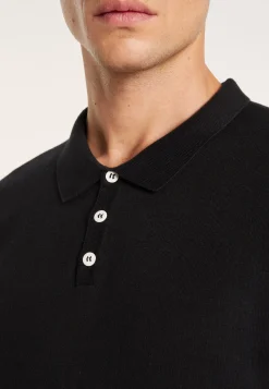 Montagut Polos Et T-Shirts-Polo en coton et soie - Lenny 01-Noir