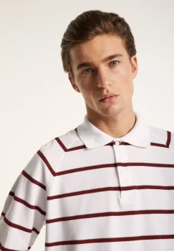 Montagut Polos Et T-Shirts-Polo en coton manches longues à rayures - Pavell 02-Blanc