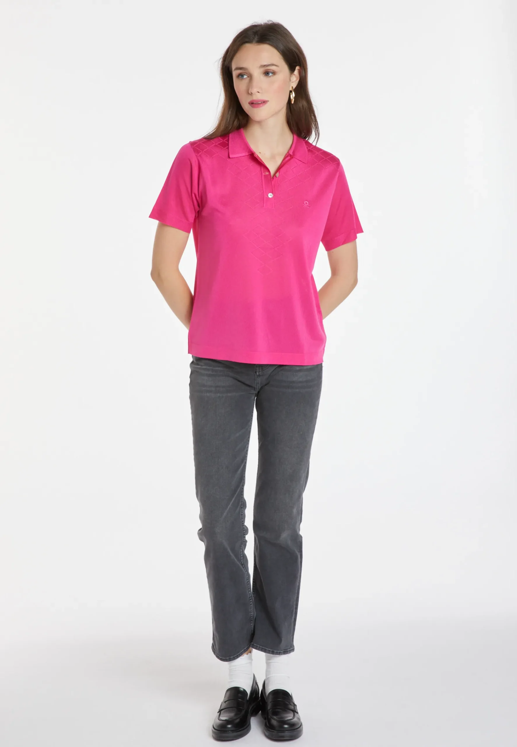 Montagut Chemisiers Et Polos-Polo en Fil Lumière à motifs - Katleen 79-Rose vif