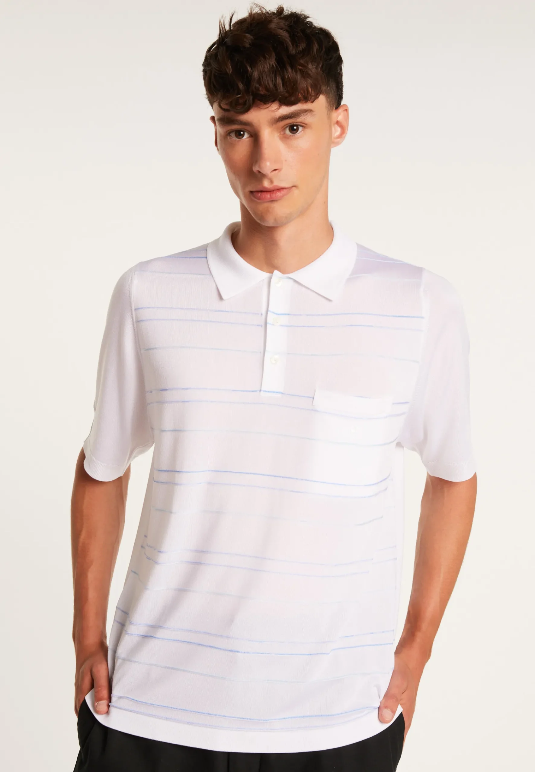 Montagut Polos Et T-Shirts-Polo en Fil Lumière à rayures - Aldo 02-Blanc