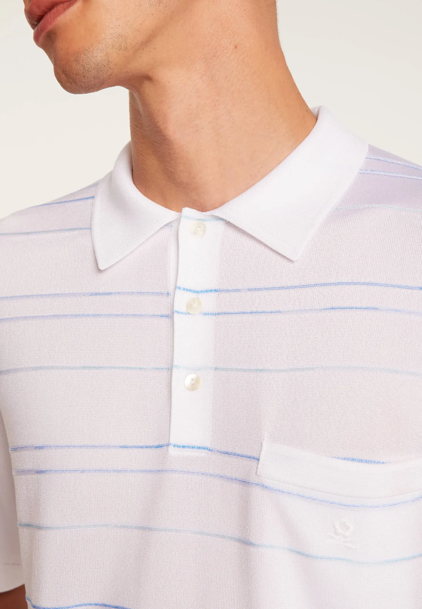 Montagut Polos Et T-Shirts-Polo en Fil Lumière à rayures - Aldo 02-Blanc