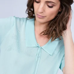 Montagut Chemisiers Et Polos-Polo en Fil Lumière manches courtes - Mélissa 23-Vert clair