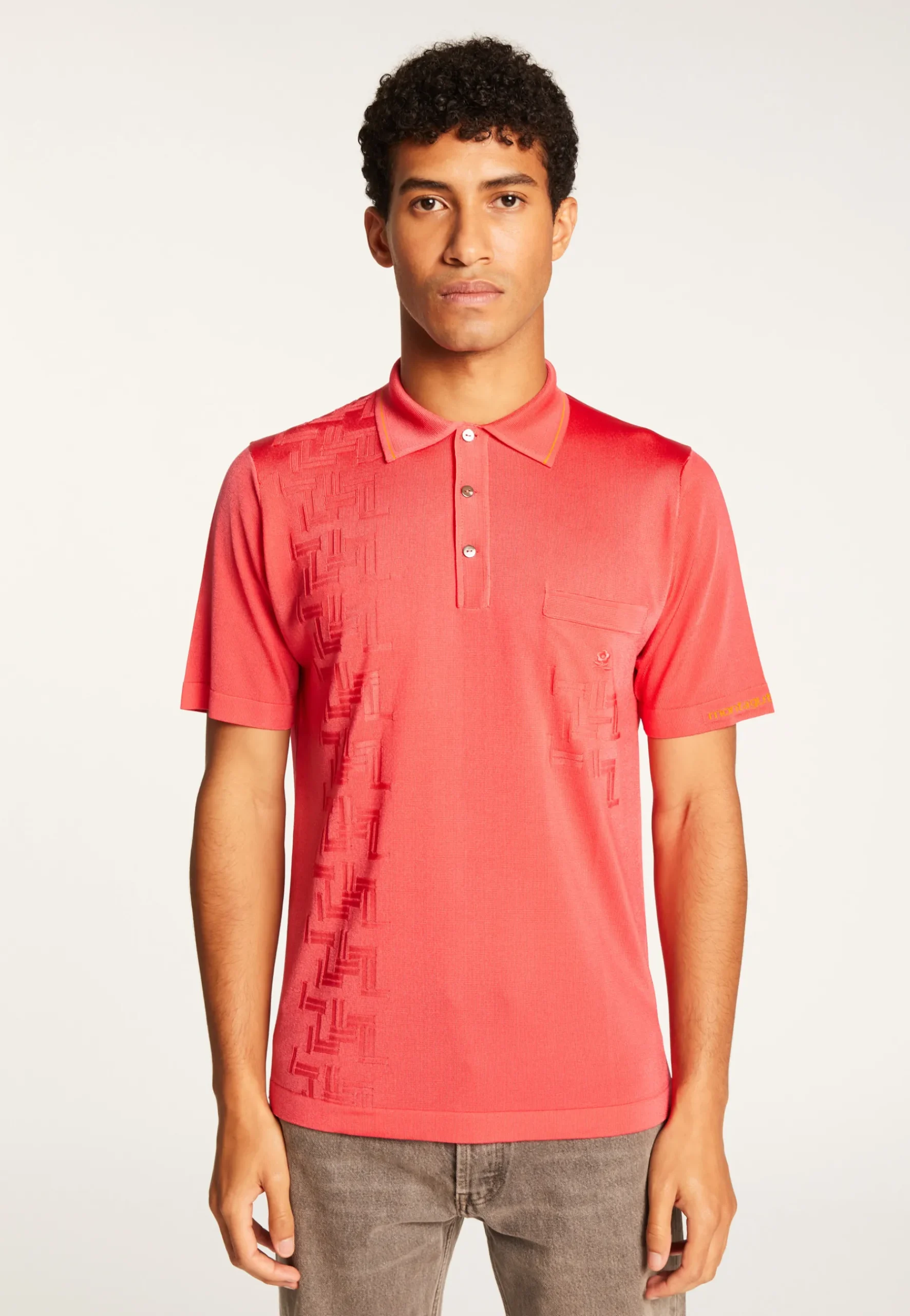 Montagut Le Fil Lumière®-Polo Fil Lumière à motifs - Stenley 19-Rouge clair