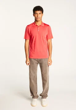 Montagut Le Fil Lumière®-Polo Fil Lumière à motifs - Stenley 19-Rouge clair