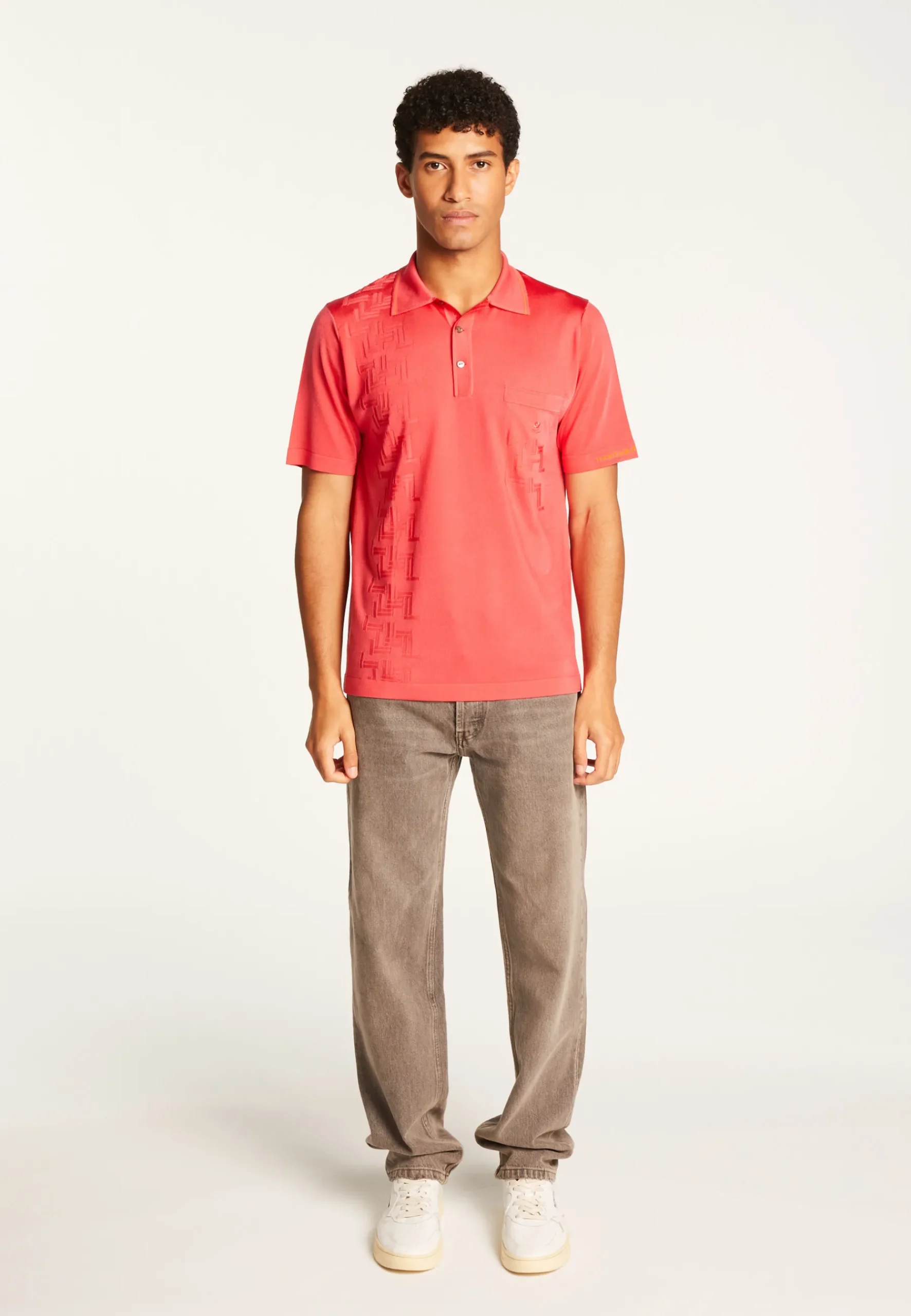 Montagut Le Fil Lumière®-Polo Fil Lumière à motifs - Stenley 19-Rouge clair