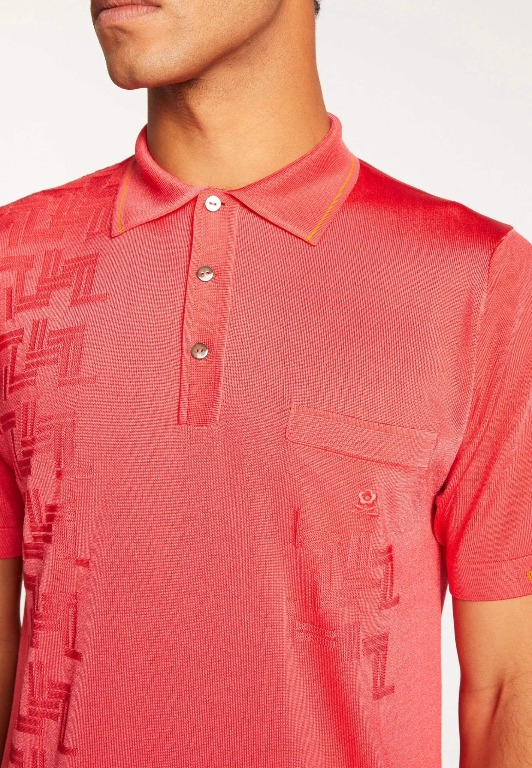 Montagut Le Fil Lumière®-Polo Fil Lumière à motifs - Stenley 19-Rouge clair
