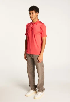 Montagut Le Fil Lumière®-Polo Fil Lumière à motifs - Stenley 19-Rouge clair