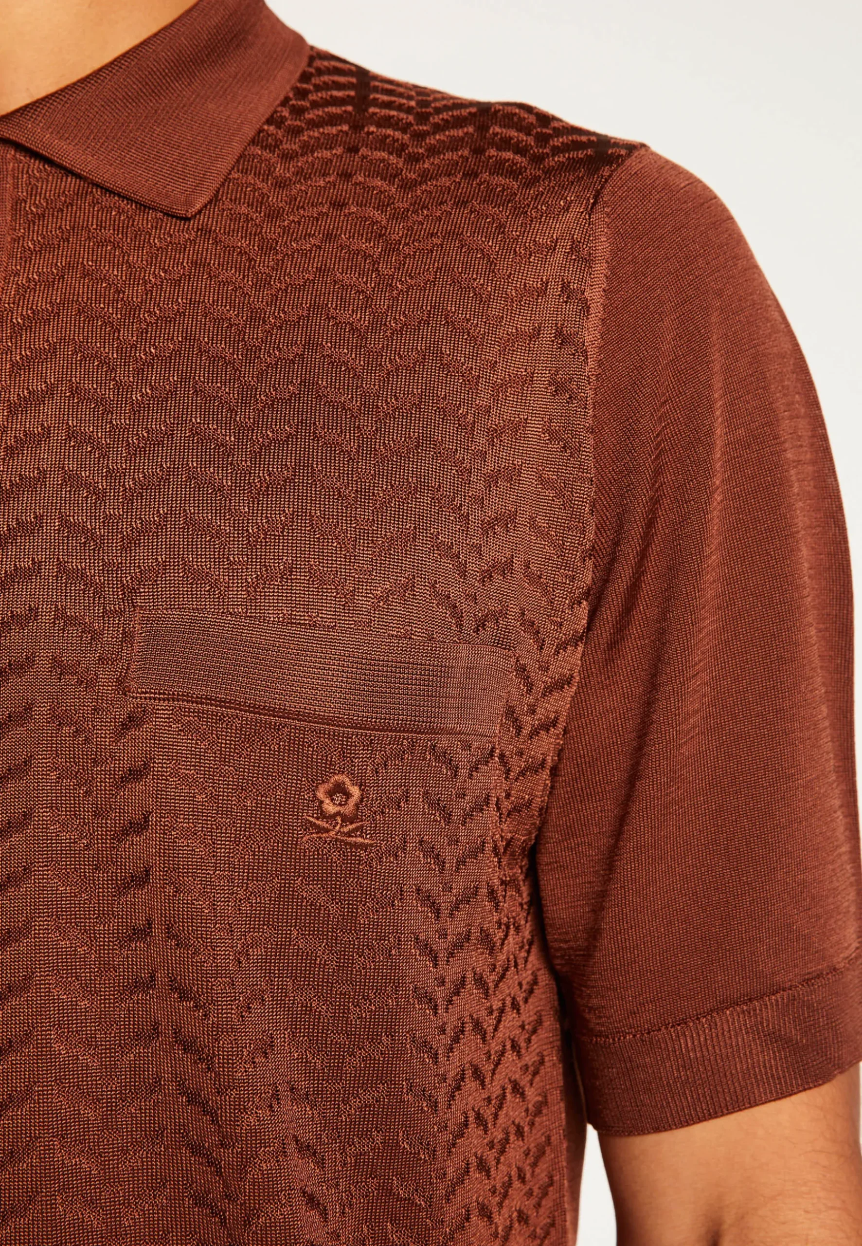 Montagut Le Fil Lumière®-Polo Fil Lumière à motifs - Alec 46-Marron clair