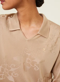 Montagut Chemisiers Et Polos-Polo Fil Lumière manches coudes à motifs - Emy 13-Beige moyen