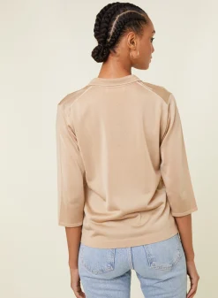 Montagut Chemisiers Et Polos-Polo Fil Lumière manches coudes à motifs - Emy 13-Beige moyen