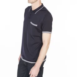 Montagut Polos Et T-Shirts-Polo fines rayures Fil Lumière - Basso 05-Bleu marine