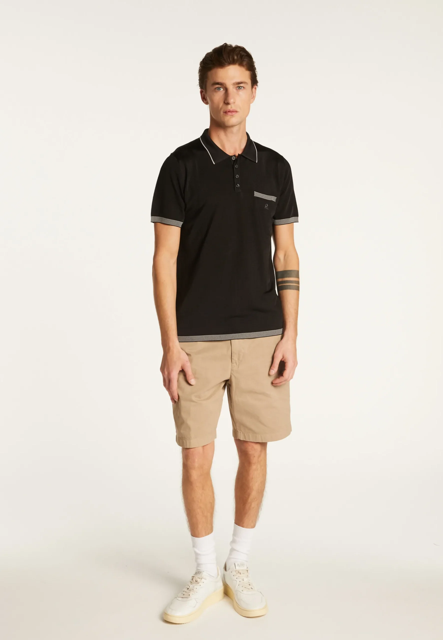 Montagut Polos Et T-Shirts-Polo fines rayures Fil Lumière - Basso 01-Noir