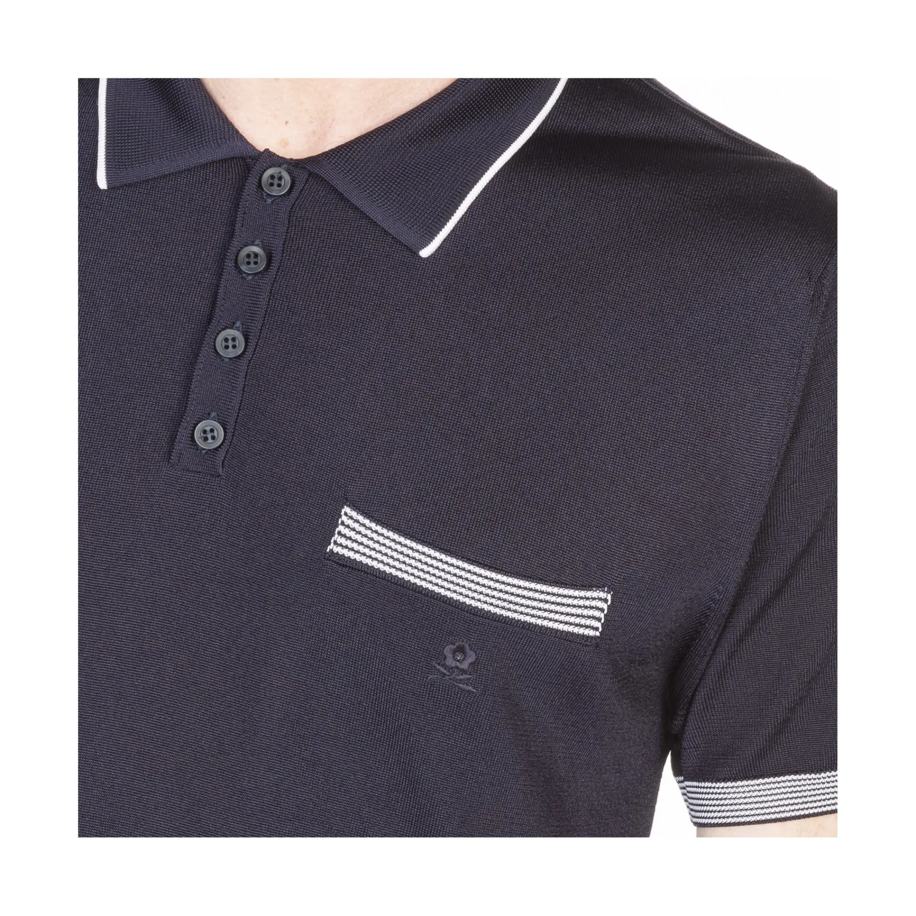 Montagut Polos Et T-Shirts-Polo fines rayures Fil Lumière - Basso 05-Bleu marine