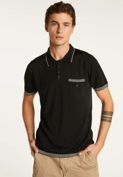 Montagut Polos Et T-Shirts-Polo fines rayures Fil Lumière - Basso 01-Noir