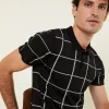 Montagut Chemises | Polos Et T-Shirts-Polo homme carreaux Fil Lumière - Marin 01-Noir