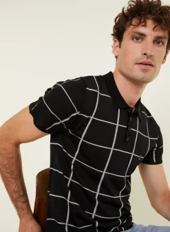 Montagut Chemises | Polos Et T-Shirts-Polo homme carreaux Fil Lumière - Marin 01-Noir