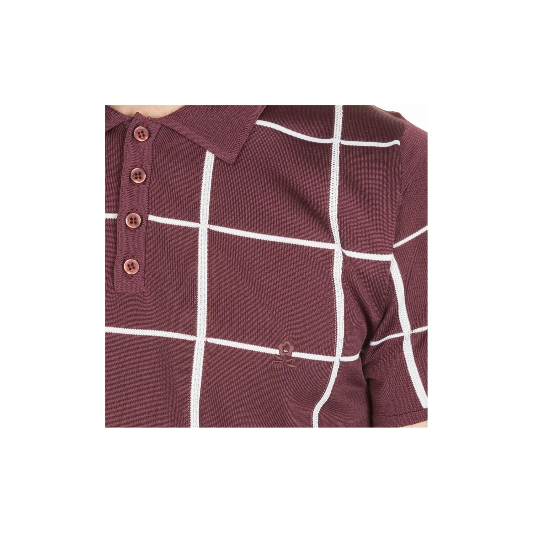 Montagut Polos Et T-Shirts-Polo homme carreaux Fil Lumière - Marin 51-Bordeaux