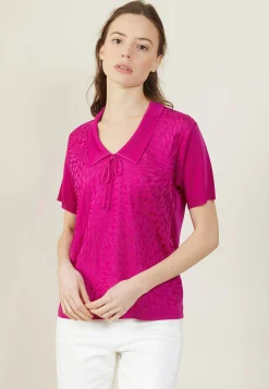 Montagut Chemisiers Et Polos-Polo manches courtes col noué - Mana 79-Rose vif