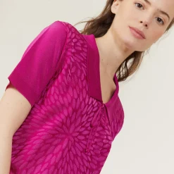 Montagut Chemisiers Et Polos-Polo manches courtes col noué - Mana 79-Rose vif