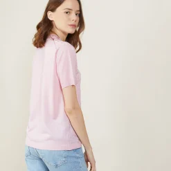Montagut Chemisiers Et Polos-Polo manches courtes col noué - Mana 24-Rose clair
