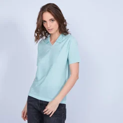 Montagut Chemisiers Et Polos-Polo manches courtes en Fil Lumière - Marjorie 23-Vert clair