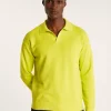 Montagut Polos Et T-Shirts-Polo manches longues coton et lin flammé - Ido 90-Vert anis
