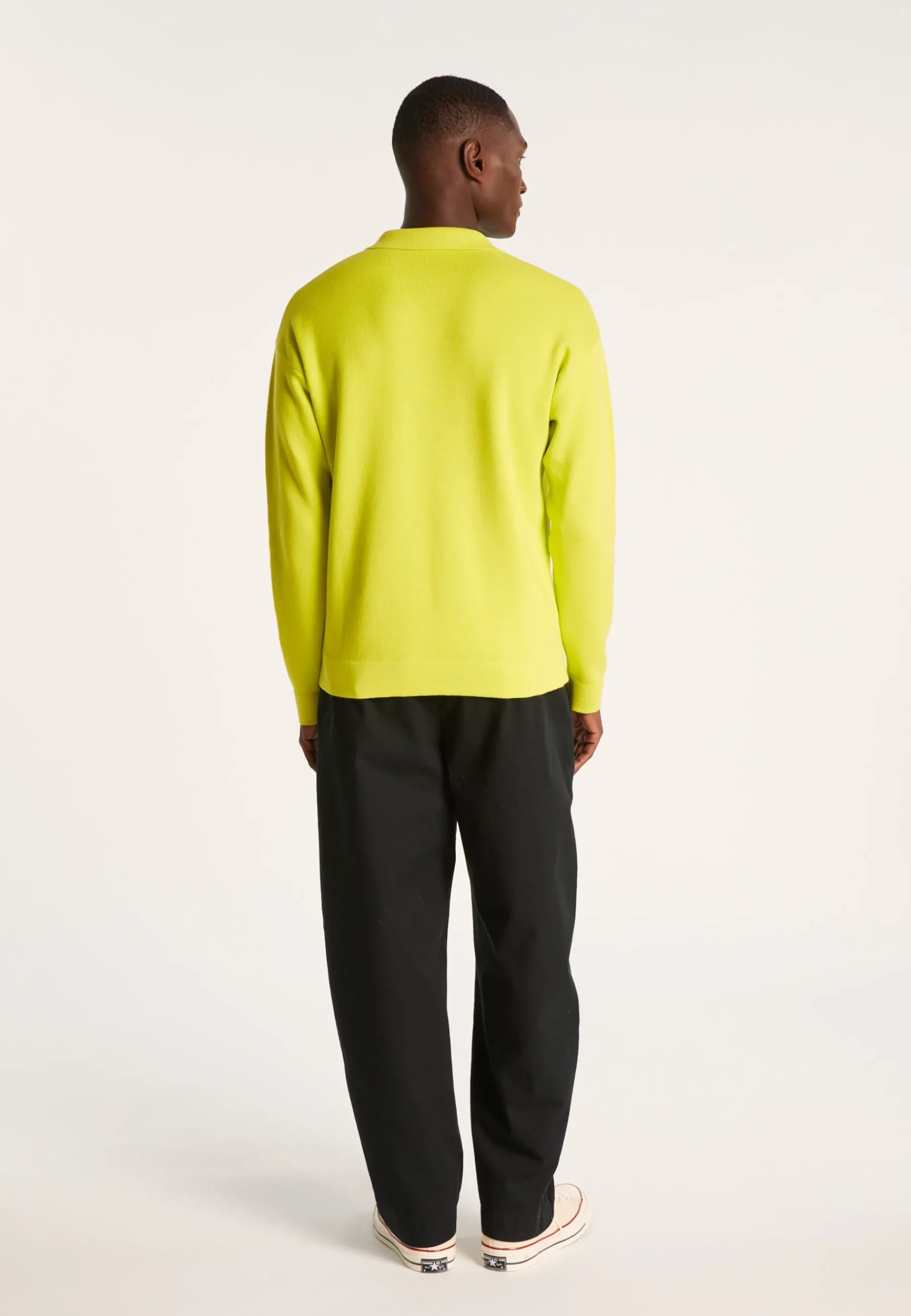 Montagut Polos Et T-Shirts-Polo manches longues coton et lin flammé - Ido 90-Vert anis