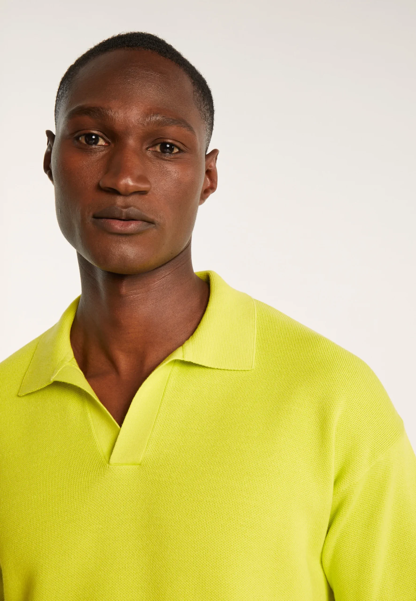 Montagut Polos Et T-Shirts-Polo manches longues coton et lin flammé - Ido 90-Vert anis
