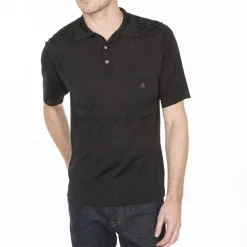 Montagut Polos Et T-Shirts-Polo motif croisillon Louis-Eugène 01-Noir