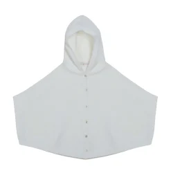 Montagut Cadeaux De Naissance-Poncho bébé en 100% coton bio - Flore 02-Blanc