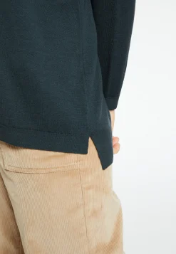 Montagut Les Incontournables-Pull à fentes col v en laine mérinos - Bernice 10-Gris foncé