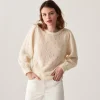 Montagut Pulls-Pull à jeu de point fantaisie en mohair - Camelia 82-Ecru
