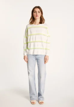 Montagut Pulls-Pull à rayures en coton - Luna 02-Blanc