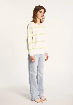 Montagut Pulls-Pull à rayures en coton - Luna 02-Blanc