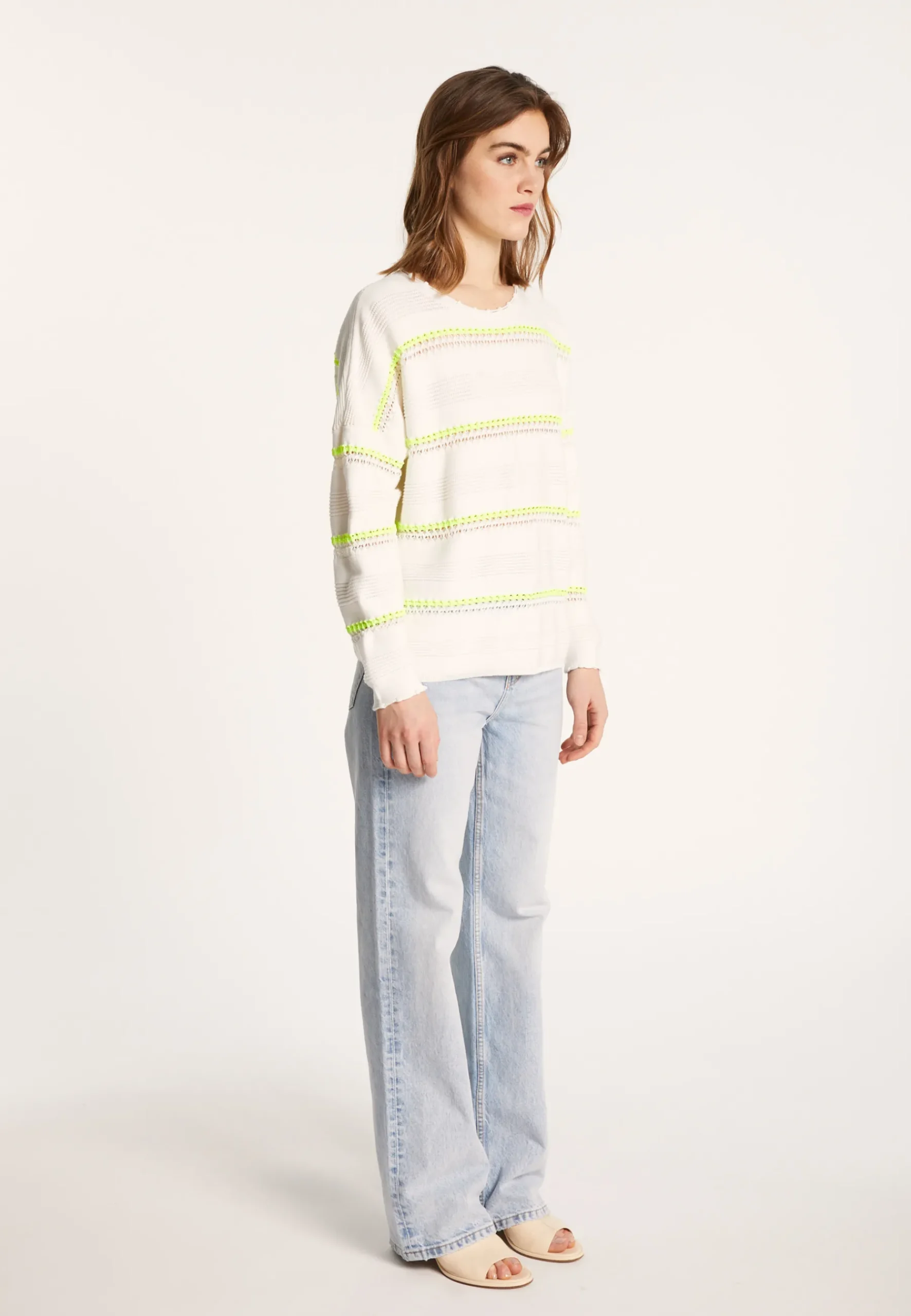 Montagut Pulls-Pull à rayures en coton - Luna 02-Blanc