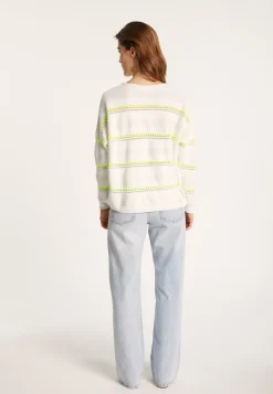 Montagut Pulls-Pull à rayures en coton - Luna 02-Blanc
