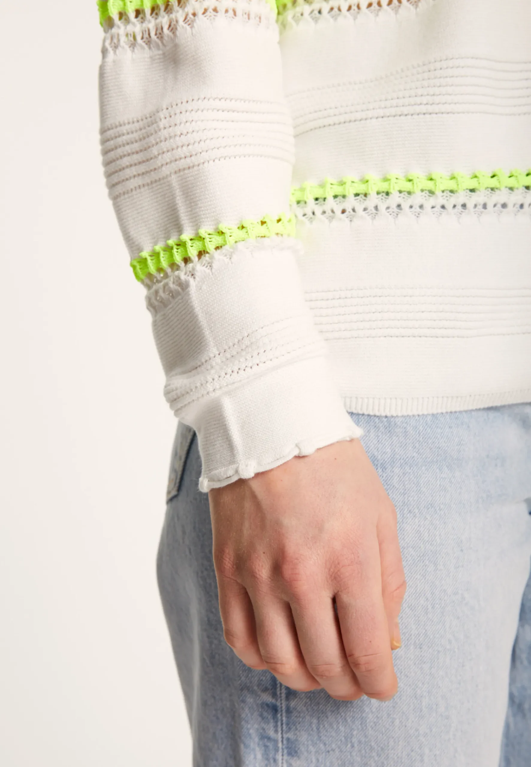 Montagut Pulls-Pull à rayures en coton - Luna 02-Blanc