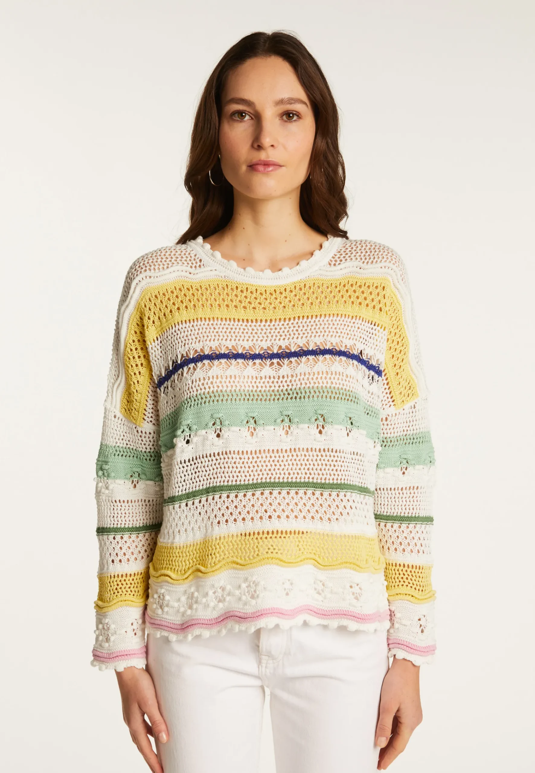 Montagut Pulls-Pull ajouré en coton - Danika 77-Bleu ciel