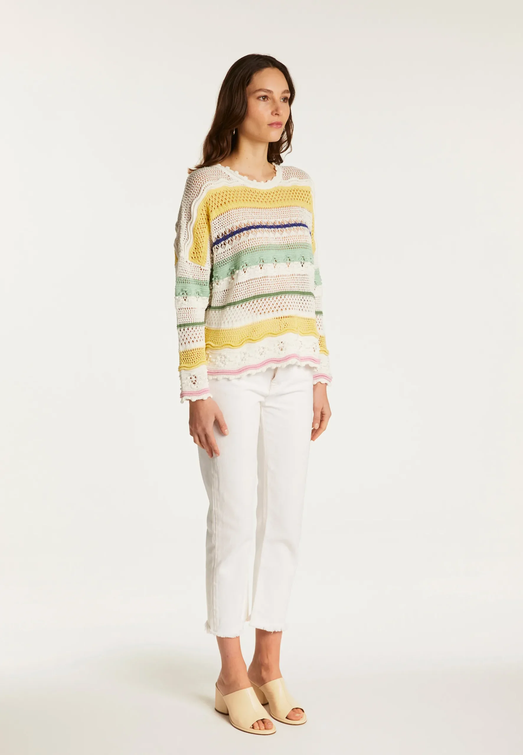 Montagut Pulls-Pull ajouré en coton - Danika 77-Bleu ciel