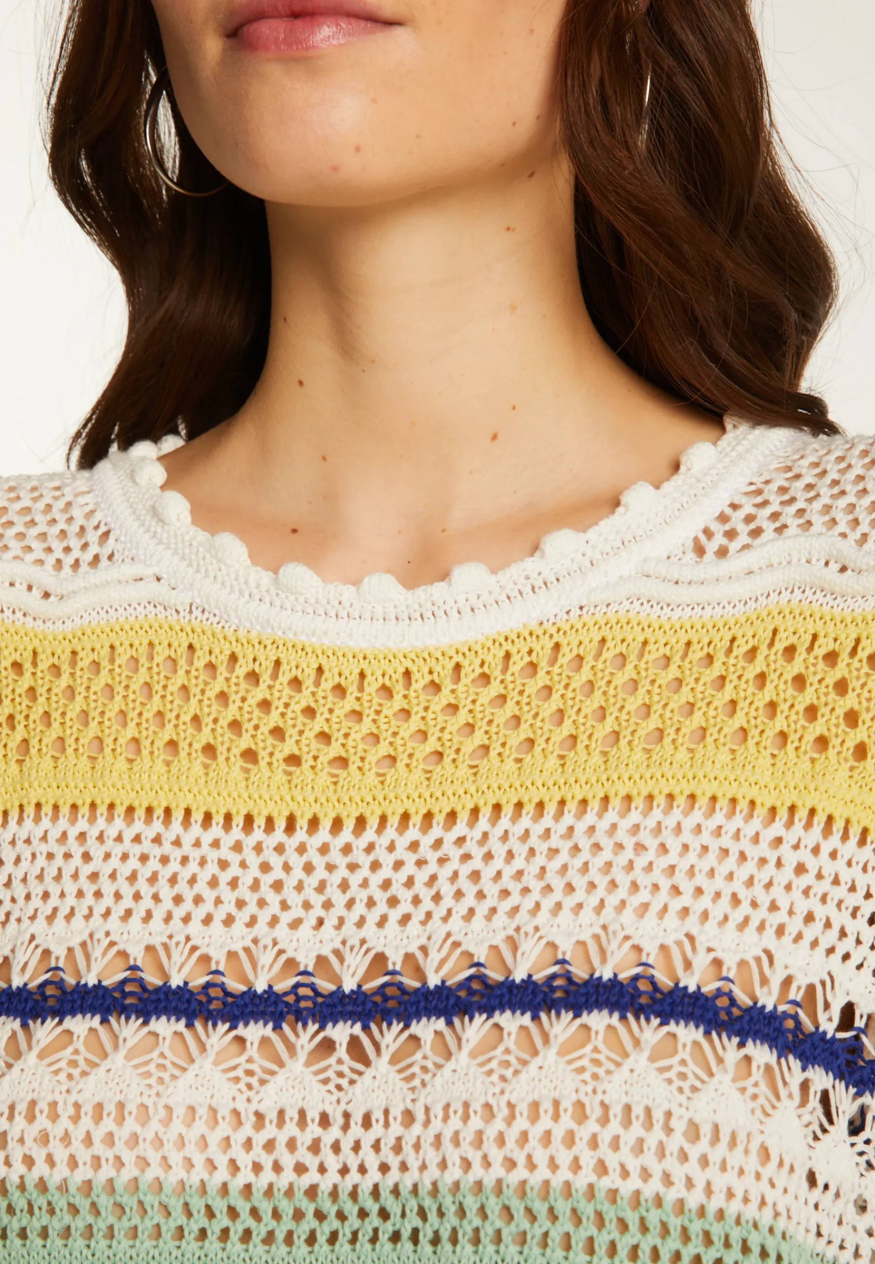 Montagut Pulls-Pull ajouré en coton - Danika 77-Bleu ciel