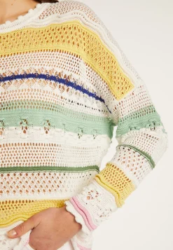 Montagut Pulls-Pull ajouré en coton - Danika 77-Bleu ciel
