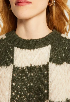 Montagut Pulls-Pull ajouré sans manches en laine cocon - Geva 83-Kaki
