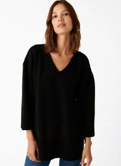 Montagut Les Incontournables-Pull ample à fentes en cachemire mélangé - Darius 09-Gris moyen