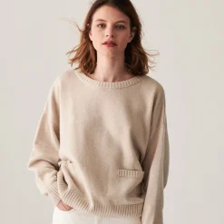 Montagut Pulls | Les Incontournables-Pull ample à poches en cachemire mélangé - Davina 82-Ecru