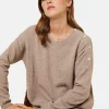 Montagut Les Incontournables-Pull ample boutonné à col rond en cachemire - Acene 14-Beige foncé