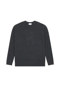 Montagut Les Incontournables-Pull ample boutonné à col rond en cachemire - Acene 10-Gris foncé